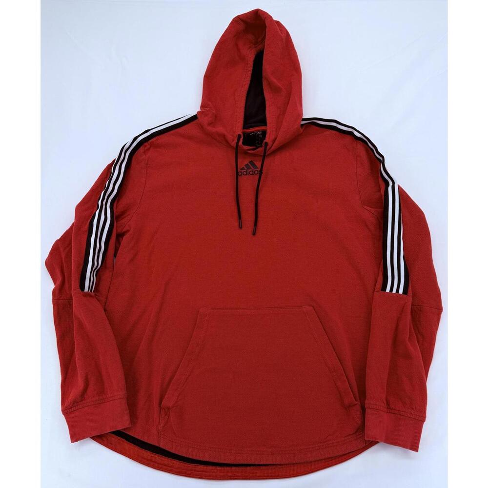 Adidas Red Washed Hoodie Pullover XL Athletic Casual Cotton Blend